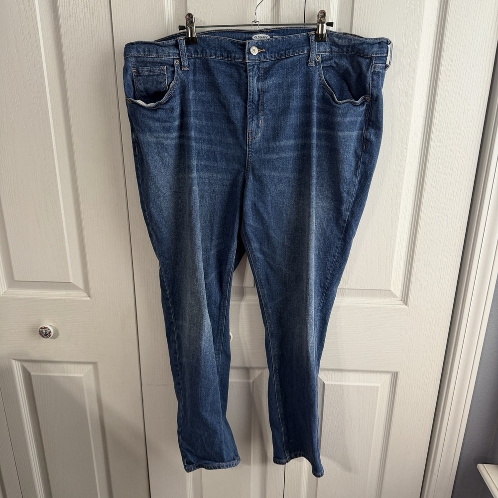 Old Navy Boyfriend Mid Rise Blue Denim Jeans Women's Size 18‎ Office Travel Boho